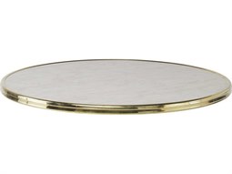 Sika Design Alu Affaire Brass Strapping Genoa 27'' Round Faux Marble Laminate French Cafe Table Top