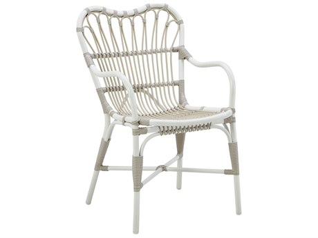 Sika Design Exterior Aluminum Dove White Margaret Stackable Dining Arm Chair