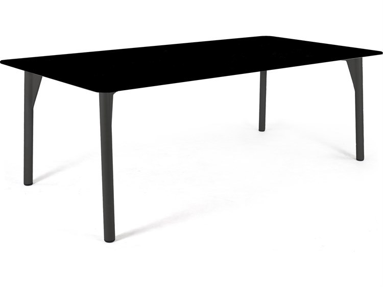 Skyline Design Boston Rectangular Outdoor Patio Dining Table with Glass