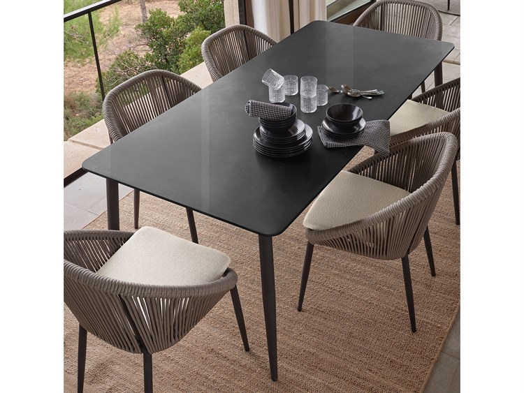 Skyline Design Rodona Rectangular Patio Dining Table with Glass