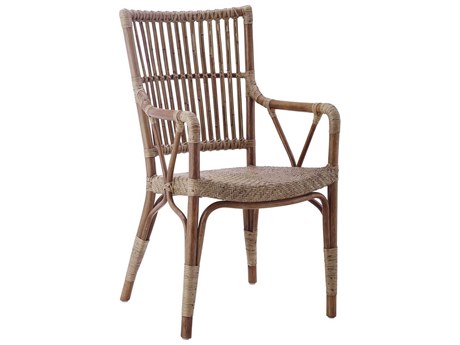 Sika Indoor Originals Piano Rattan Brown Arm Dining Chair