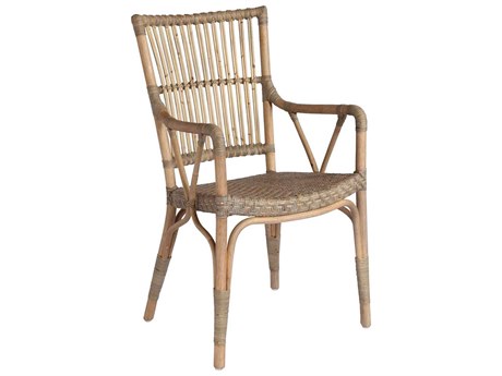 Sika Indoor Originals Piano Rattan Gray Arm Dining Chair