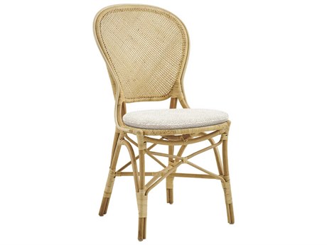 Sika Indoor Originals Rattan Brown Upholstered Armless Dining Chair & Sand Cushion Set
