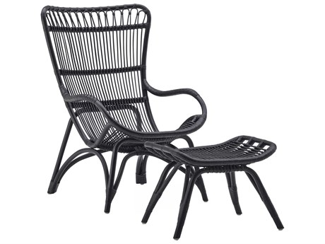 Sika Indoor Originals Monet Highback Black Accent Chair with Footstool