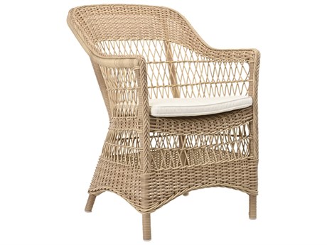 Sika Indoor Georgia Garden Charlot White Fabric Accent Chair with Cushion