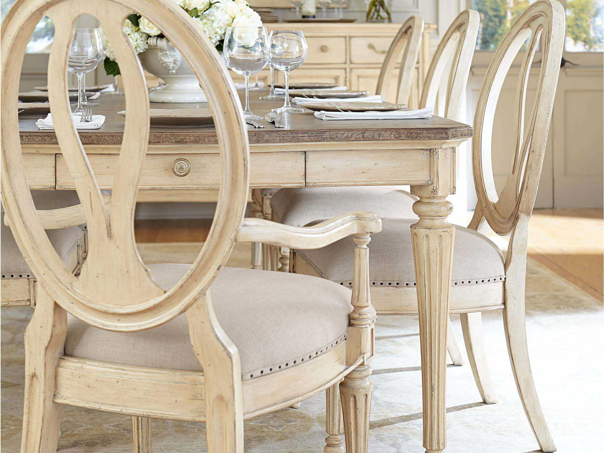 Antique White Distressed Dining Room Chairs