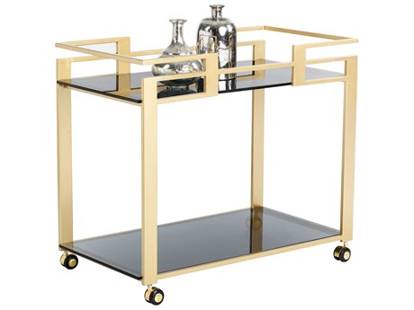 Sunpan Ikon Glass Black Gold Bar Cart