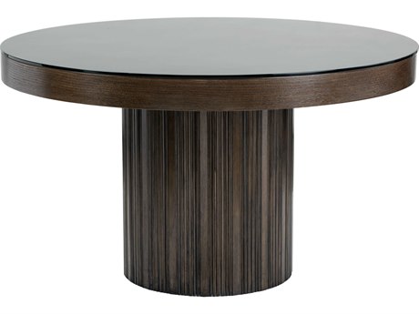 Sunpan Ikon Round Glass Brown Espresso Black Dining Table