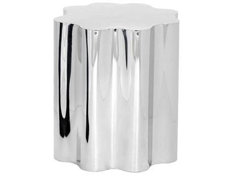 Sunpan Ikon Dahlia Round Metal Silver Polished Steel End Table