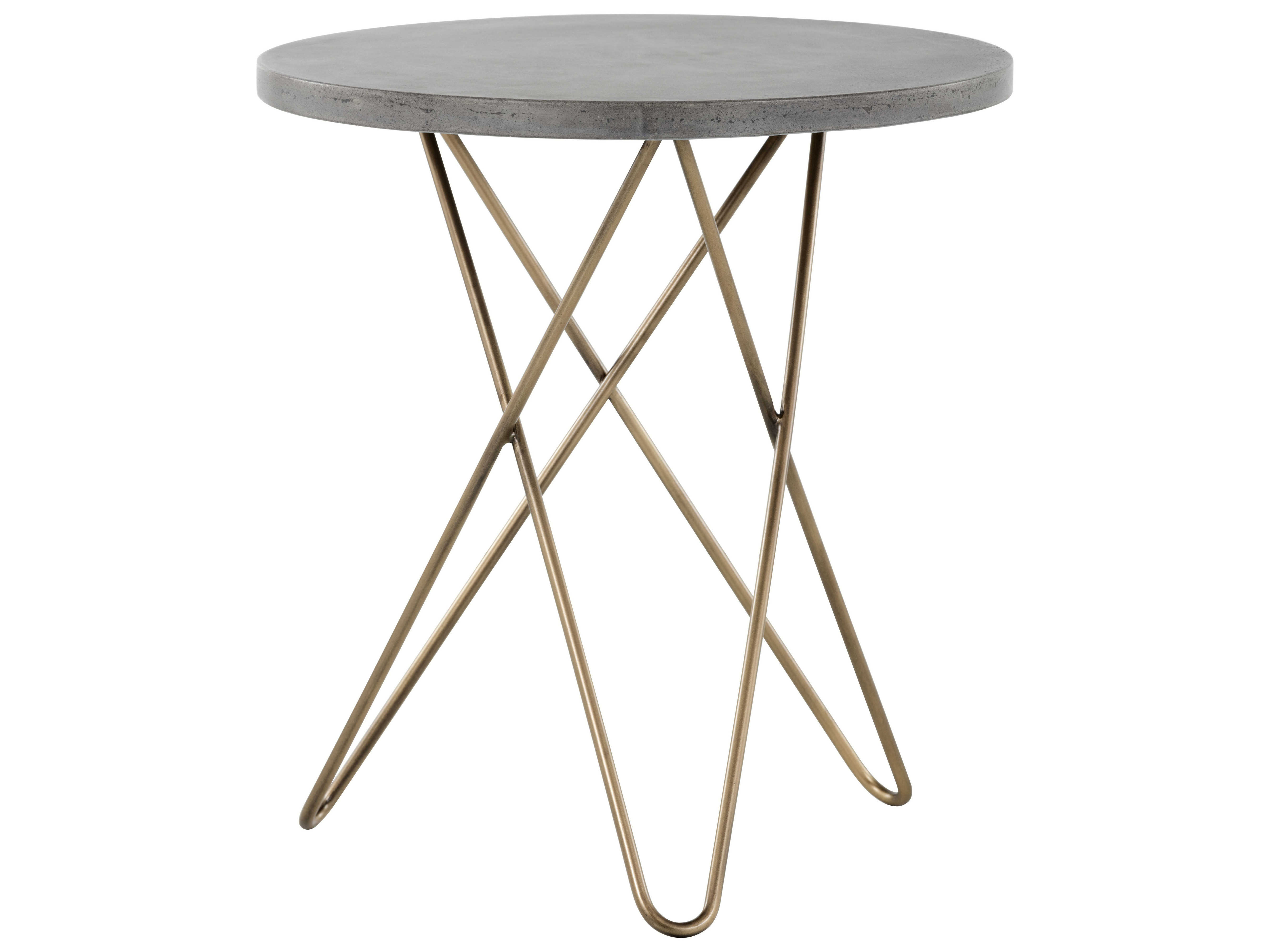 Sunpan Modern Home Mixt Grey / Antique Brass 21'' Wide Round End Table ...