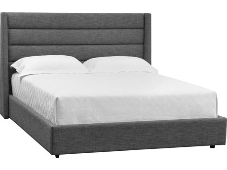 Sunpan 5west Emmit Quarry Grey Black Beech Wood Upholstered King Platform Bed