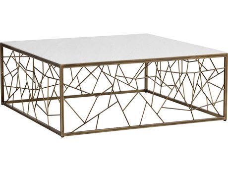 Sunpan Irongate Vero Square Marble White Rustic Bronze Coffee Table