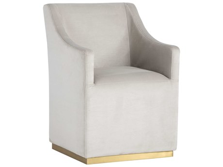 Sunpan Irongate Zane Wheeled Rolling Beige Fabric Accent Chair
