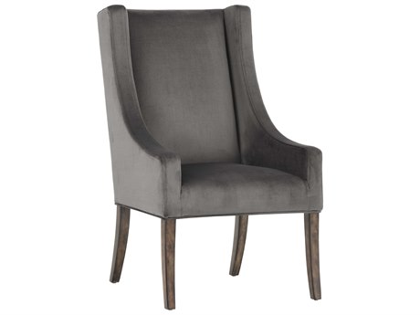 Sunpan Irongate Aiden Birch Wood Gray Upholstered Arm Dining Chair