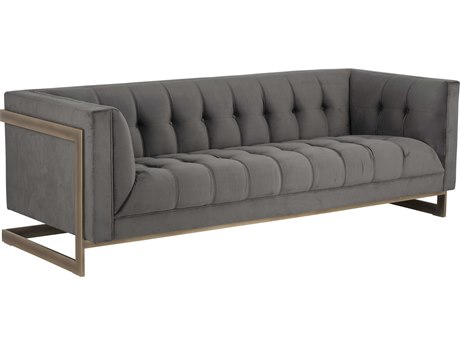 Sunpan Irongate Ekon Piccolo Pebble Rustic Bronze Gray Upholstered Sofa