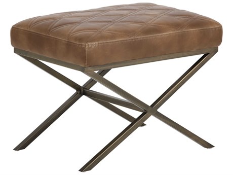 Sunpan 5west Tobacco Tan Antique Brass Faux Leather Accent Bench