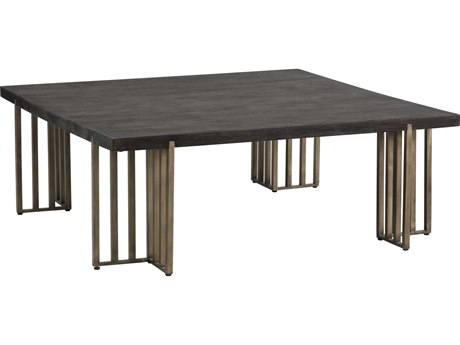 Sunpan Mixt Alto Square Wood Brown Antique Brass Coffee Table