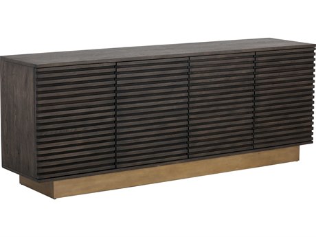 Sunpan Mixt 78" Oak Wood Brown Antique Brass Sideboard