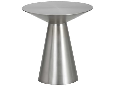 Sunpan Ikon Carmel Round Metal Silver Polished Steel End Table