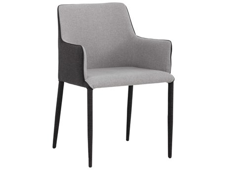 Sunpan Ikon Renee Gray Upholstered Arm Dining Chair