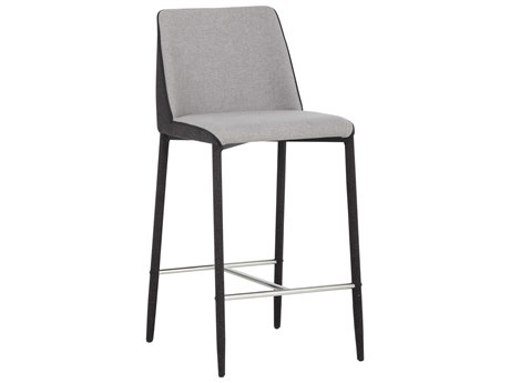 Sunpan Ikon Renee Upholstered Grey Polished Steel Counter Stool