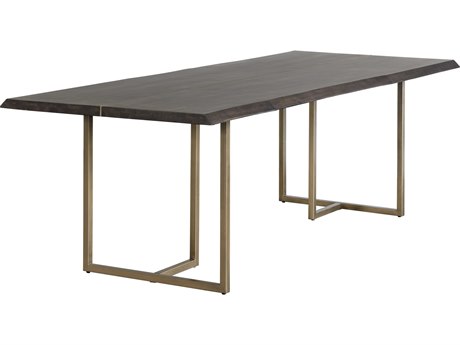 Sunpan Mixt Donnelly Rectangular Wood Brown Antique Brass Dining Table
