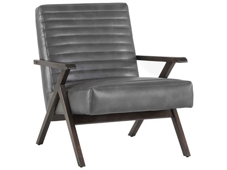 Sunpan Mixt Peyton Gray Leather Accent Chair
