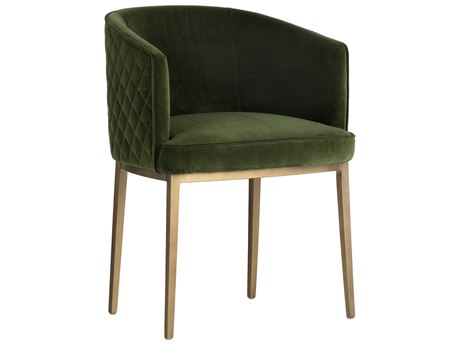 Sunpan Mixt Cornella Green Upholstered Arm Dining Chair