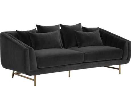 Sunpan Mixt Veera Grey Antique Brass Upholstered Sofa