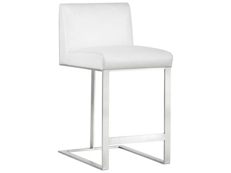 Sunpan Ikon 18.25" Dean Counter Stool Stainless Steel Cantina White