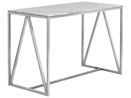 Sunpan Ikon Abel Counter Table Stainless Steel White Marble