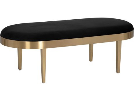 Sunpan Black Sky Gold Upholstered Accent Bench