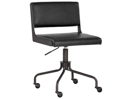Sunpan Urban Unity Black Faux Leather Adjustable Swivel Computer Office Chair