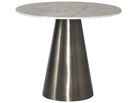 Sunpan Ikon Damon Round Marble White Gunmetal Dining Table
