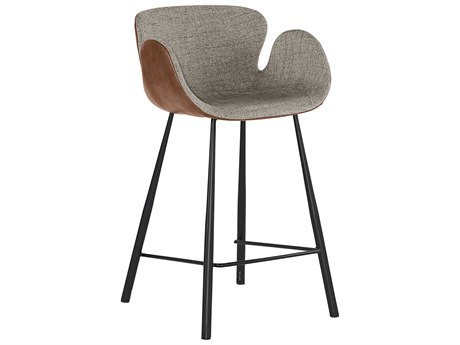 Sunpan Junction Waldo Upholstered Grey Brown Counter Stool