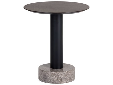 Sunpan Artezia Monaco Round Wood Umber Brown Dark Grey End Table