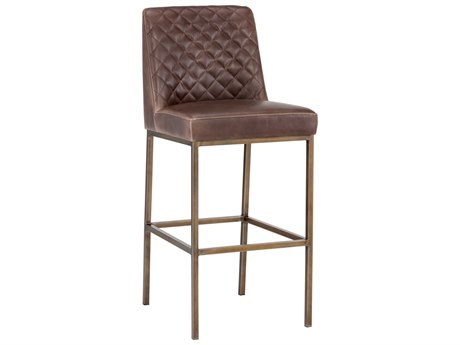 Sunpan 5west Leighland Havana Dark Brown Antique Brass Bar Stool