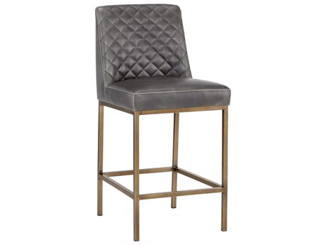 Sunpan 5west Leighland Overcast Grey Antique Brass Counter Stool