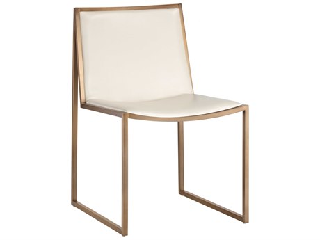 Sunpan Ikon Blair Dining Chair Antique Brass Castillo Cream