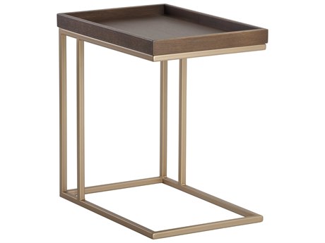 Sunpan Artezia Arden Rectangular Wood Umber Brown Gold End Table