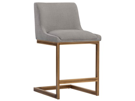 Sunpan Irongate Holly Upholstered Zenith Soft Grey Rustic Bronze Counter Stool