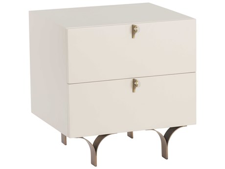 Sunpan Zenn Celine 2-Drawers White Acacia Wood Nightstand