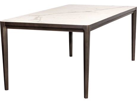 Sunpan Zenn Queens Rectangular Ceramic White Dark Grey Dining Table