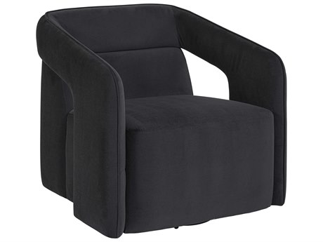 Sunpan 5west Kendrick Swivel Black Fabric Accent Chair