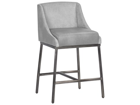 Sunpan Ikon Dalary Bravo Metal Polo Club Stone Gunmetal Counter Stool