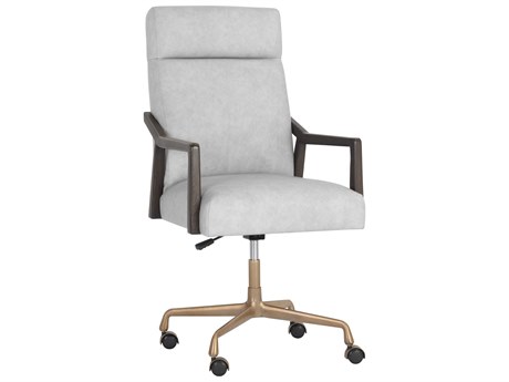 Sunpan Westport Collin Office Chair Saloon Light Grey Leather