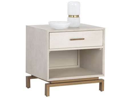 Sunpan Valencia 1-Drawer Beige Oak Wood Nightstand