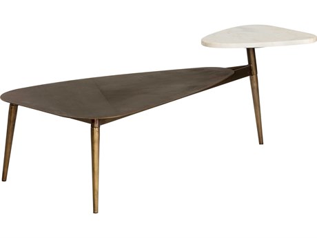 Sunpan Turner Marble White Antique Brass Coffee Table