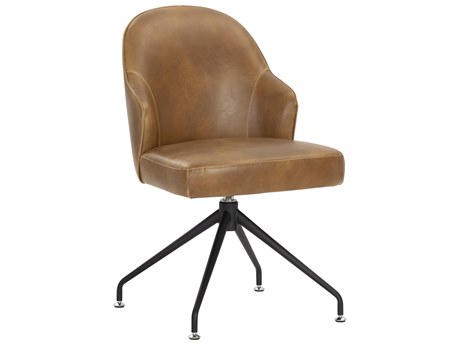 Sunpan Bretta Brown Faux Leather Armless Dining Chair