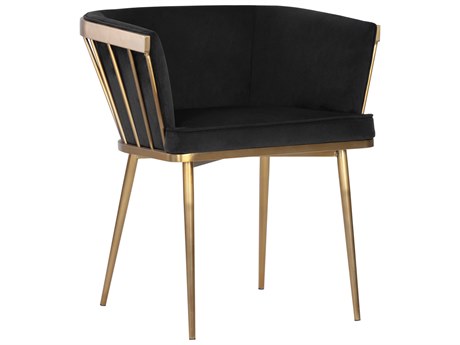 Sunpan Ikon Caily Black Upholstered Arm Dining Chair